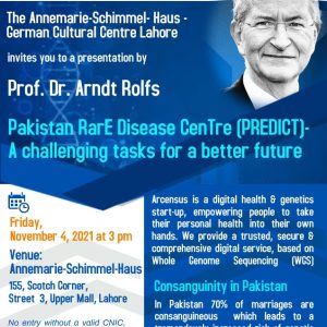Lecture by Prof. Dr. Arndt Rolfs on Pakistan RarE Disease CenTre (PREDICT) on Nov. 4 at 3pm