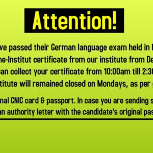 Update regarding the collection of Goethe-Institut exam certificates