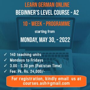 Online beginner’s level A2 course in May 2022