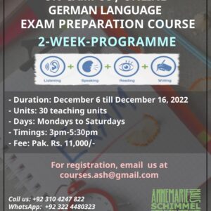 Online A1 German language exam preparation course in December 2022