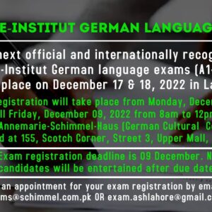 Goethe-Institut German Language Exam in December 2022